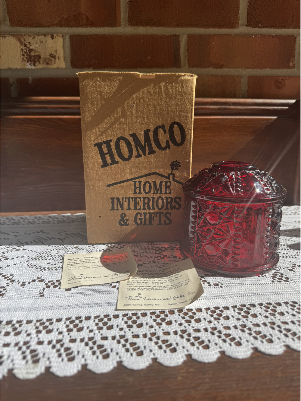 HOMCO Ruby Red Stars and Bars Fairy Lamp TOP with BOX